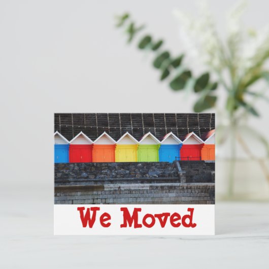 カラフルビーチハウス新しいアドレスカードを移動 案内ポストカード (スタンド正面)