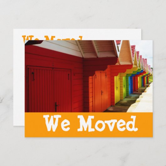 カラフルビーチハウス新しいアドレスカードを移動 案内ポストカード (正面/裏面)