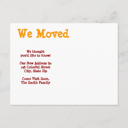 カラフルビーチハウス新しいアドレスカードを移動 案内ポストカード (裏面)