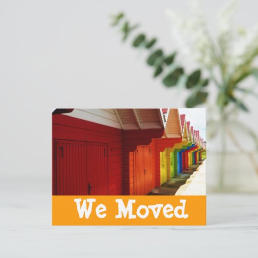 カラフルビーチハウス新しいアドレスカードを移動 案内ポストカード (スタンド正面)