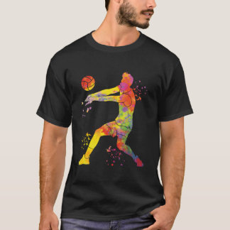 カラフルビーチバレーボール選手 Tシャツ
