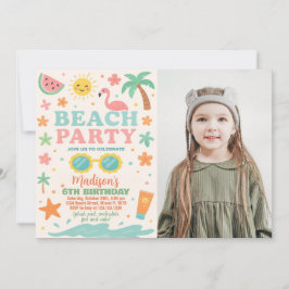 カラフルビーチパーティー誕生日招待状&デコール 招待状