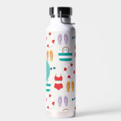 カラフルビーチホリデーパタパーソナライズされたーン ウォーターボトル (左面)