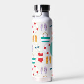 カラフルビーチホリデーパタパーソナライズされたーン ウォーターボトル (右面)