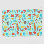 カラフルビーチ休暇パターン ゴルフタオル (横)