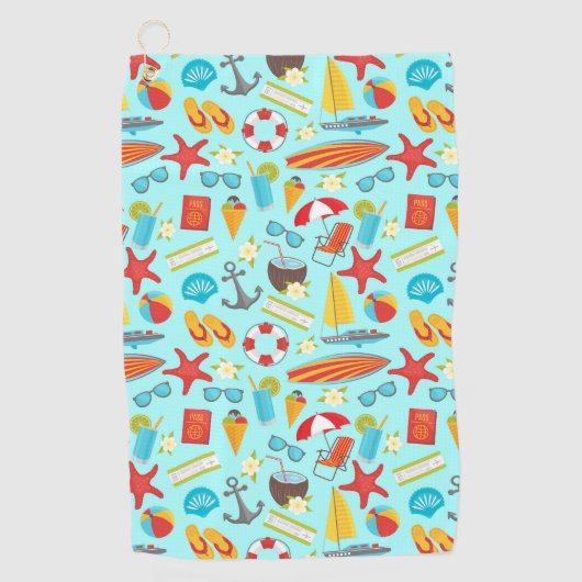 カラフルビーチ休暇パターン ゴルフタオル (正面)
