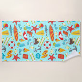 カラフルビーチ休暇パターン ビーチタオル (正面)