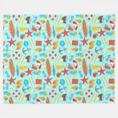 カラフルビーチ休暇パターン フリースブランケット (正面(横))