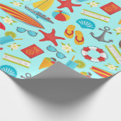 カラフルビーチ休暇パターン ラッピングペーパー (角)