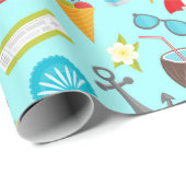 カラフルビーチ休暇パターン ラッピングペーパー (ロールコーナー)