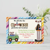 カラフルピエロストライプの子供の誕生日招待状 招待状 (スタンド正面)