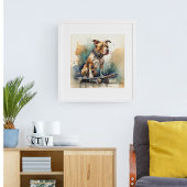 カラフルピットブルがスケートボードに座っている ポスター