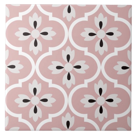 カラフルピンクと白スペインのの形地中海の状 タイル (正面)