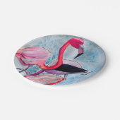 カラフルピンクのフラミンゴ水彩画 ペーパープレート (アングル)
