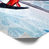 カラフルピンクのフラミンゴ水彩画 ポスター (角)