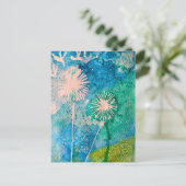 カラフルピンクのフラミンゴ水彩画 ポストカード (スタンド正面)