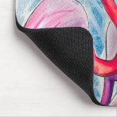 カラフルピンクのフラミンゴ水彩画 マウスパッド (コーナー)