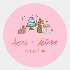 カラフルピンクの手ファンキー引き書の結婚値 ラウンドシール