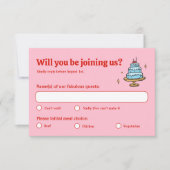 カラフルピンクの手ファンキー引き書の結婚値 出欠カード (正面)