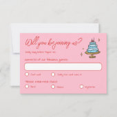 カラフルピンクの手ファンキー引き書の結婚値 出欠カード (正面)