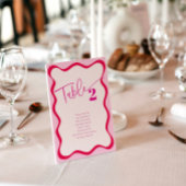 カラフルピンクウ縁どェイフ座席名テーブルカード 招待状