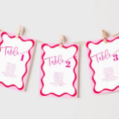 カラフルピンクウ縁どェイフ座席名テーブルカード 招待状