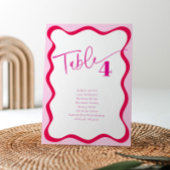 カラフルピンクウ縁どェイフ座席名テーブルカード 招待状