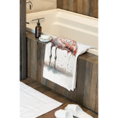 カラフルピンクフラミンゴインポインティリズムスタイル ビーチタオル