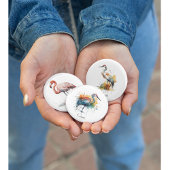 カラフルピンクフラミンゴインポインティリズムスタイル 缶バッジ