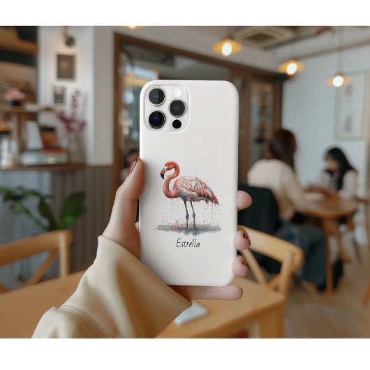 カラフルピンクフラミンゴインポインティリズムスタイル Case-Mate iPhoneケース