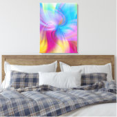カラフルピンクブルーモダンデジタル素晴らし抽象芸術 キャンバスプリント (インサイチュ (寝室))