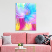 カラフルピンクブルーモダンデジタル素晴らし抽象芸術 キャンバスプリント (インサイチュ (リビング))