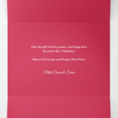 カラフルピンクポインセチアとパイン写真 三つ折りクリスマスカード (内部中)