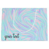 カラフルピンク色の紫の白い大理石 ラージペーパーバッグ (正面)