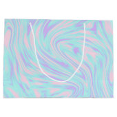 カラフルピンク色の紫の白い大理石 ラージペーパーバッグ (裏面)