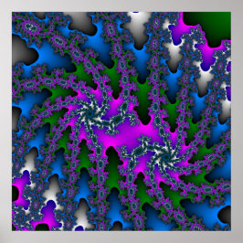 カラフルピンク、緑、青のフラクタル ポスター