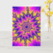 カラフルピンク、黄、青のフラクタル カード (黄色い花)