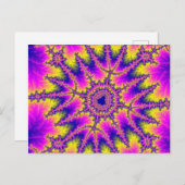 カラフルピンク、黄、青のフラクタル ポストカード (正面/裏面)