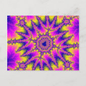 カラフルピンク、黄、青のフラクタル ポストカード (正面)