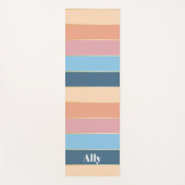 カラフルピーチブルーパーソナライズされたカラーストライプ ヨガマット (正面)