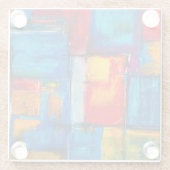 カラフルファインアート抽象芸術油彩画 ガラスコースター (裏面)