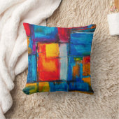 カラフルファインアート抽象芸術油彩画 クッション (ブランケット)