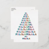 カラフルファンキーおもしろいFA LA LA季節銀金ゴールド 箔シーズンポストカード (正面/裏面)