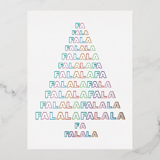 カラフルファンキーおもしろいFA LA LA季節銀金ゴールド 箔シーズンポストカード (正面)