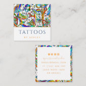 カラフルファンキーサイケデリックTattooアーティスモダント スクエア名刺 (正面/裏面)