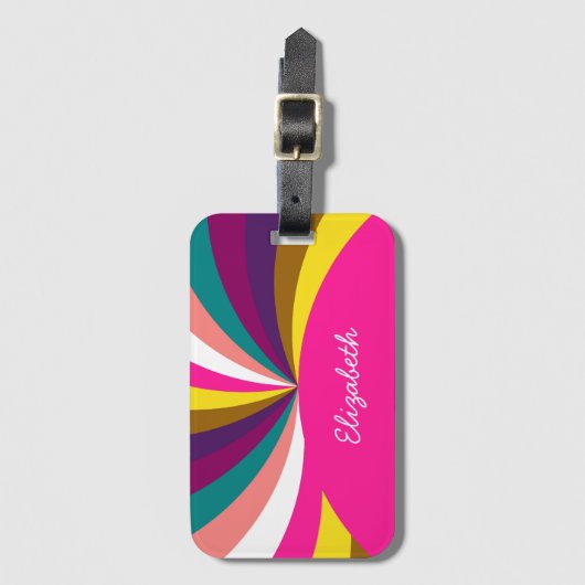 カラフルファンキーストライプPattern ラゲッジタグ (正面縦)