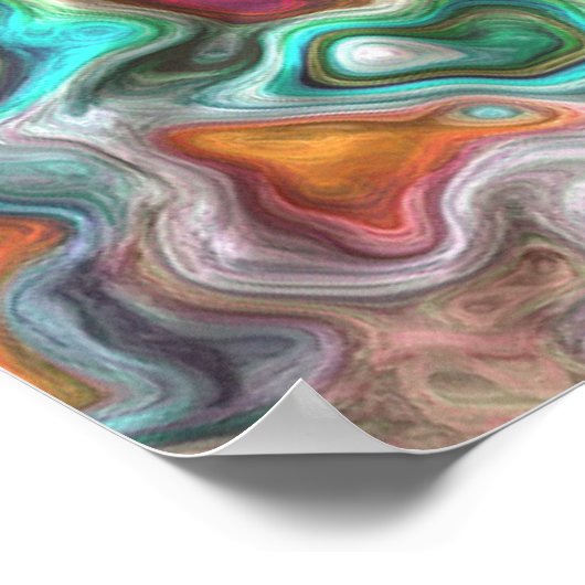 カラフルファンキーフェイクぼやけ3D波のアートパターン ポスター (角)