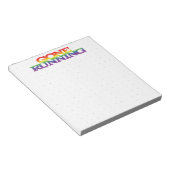 カラフルファンキーレインボーランニングゴー点々のあるシーツ ノートパッド (アングル)