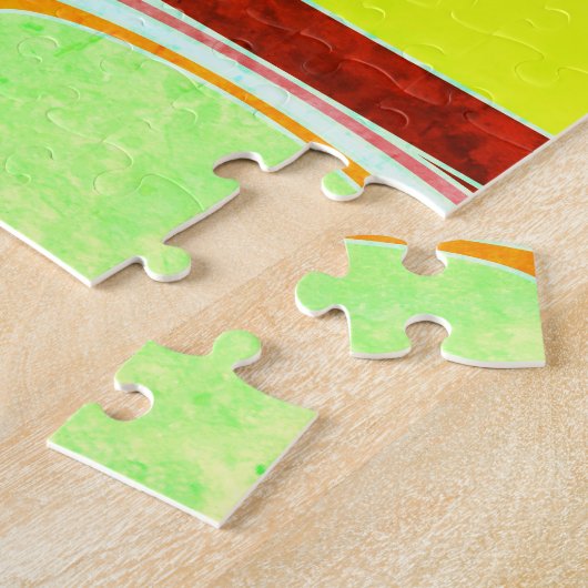 カラフルファンキーレトロインスパイア ジグソーパズル (側面)