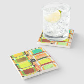 カラフルファンキーレトロインスパイア ストーンコースター (横)